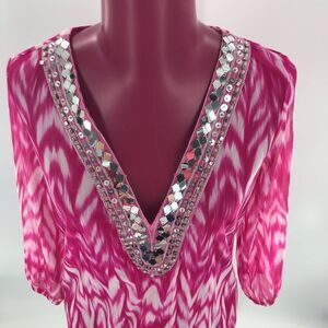 INC Sheer Embellished Blouse sz S